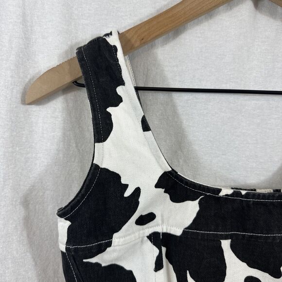 Lone Star Cow Print Corset Bustier Style Crop Tank Top Womens Sz S Rodeo Western - Picture 4 of 6